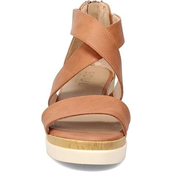 Soul Naturalizer Women's Goodtimes Ankle Strap Wedge Sandals, Toffee Size 10M - Picture 4 of 7
